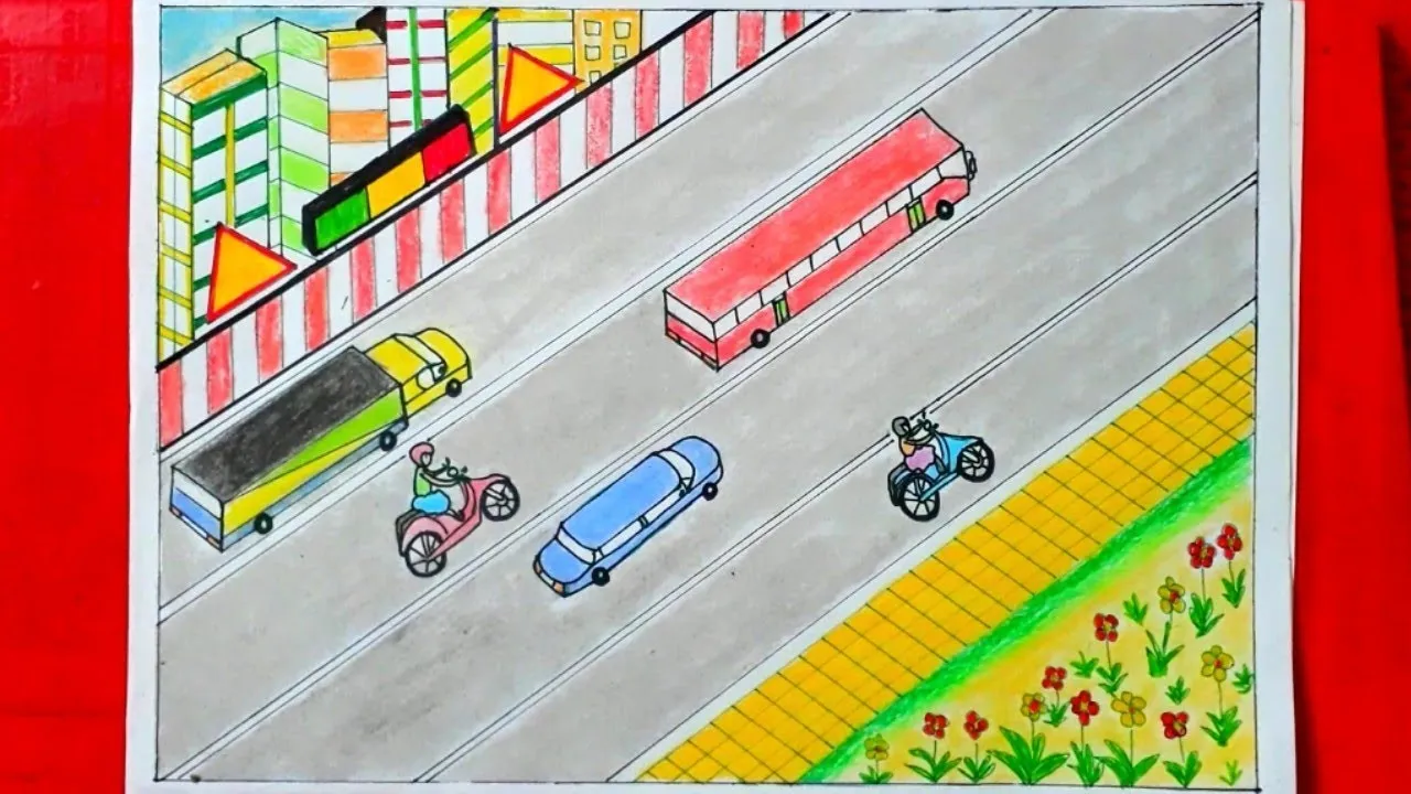 Vẽ tranh an toàn giao thông đơn giản và thông điệp ý nghĩa